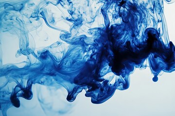 Wall Mural - Vibrant blue ink swirling in water, creating an abstract, artistic background with fluid patterns and textures.