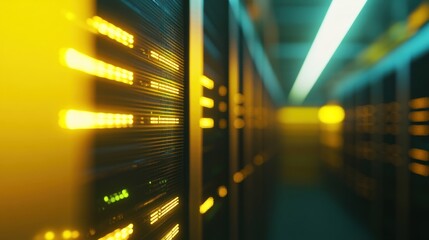 Poster - Server Room with Glowing Lights