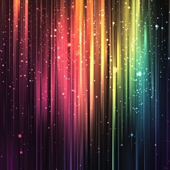 Poster - Colorful light streaks with sparkling effects, black background