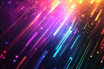 Poster - Colorful light streaks on a dark background, vibrant and dynamic.