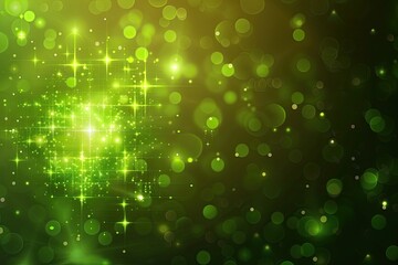 Poster - vibrant green background with sparkling lights and bokeh effect, perfect for festive or nature-theme