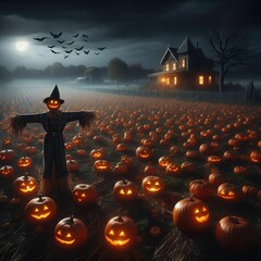 Halloween background with pumpkins