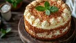 © Generative AI - Three milk cake tres leches cake with coconut Traditional dessert of Latin America Top view Copy space : Generative AI