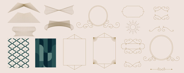Wall Mural - vintage deco frame and border. abstract decoration element object
