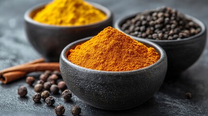 Poster - Spices for Indian masala tea Grey background Close up : Generative AI