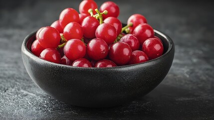 Poster - Grape in bowl on a black stone background Copy space : Generative AI