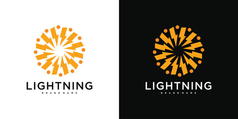 Wall Mural - Abstract sun logo design. lightning circle or energy. Premium Vector