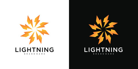 Poster - Abstract sun logo design. lightning circle or energy. Premium Vector