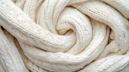 Aufkleber - Knitted white scarf pattern background Copy space Top view : Generative AI