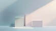 © jirasin - Minimalist Floating Cubes on Podiums in Soft Light