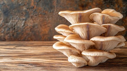 Aufkleber - Oyster mushroom or Pleurotus ostreatus on wooden background Close up : Generative AI