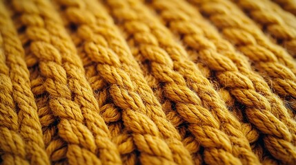 Leinwandbilder - Yellow knitted wool texture background pattern with high resolution Top view Copy space : Generative AI