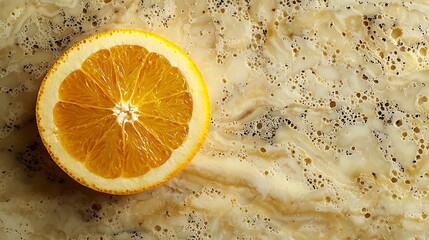 Poster - Cheese with washed orange rind Marble table background Close up Top view : Generative AI