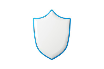 Aufkleber - White shield with blue outline on white background, security concept. 3D Rendering.