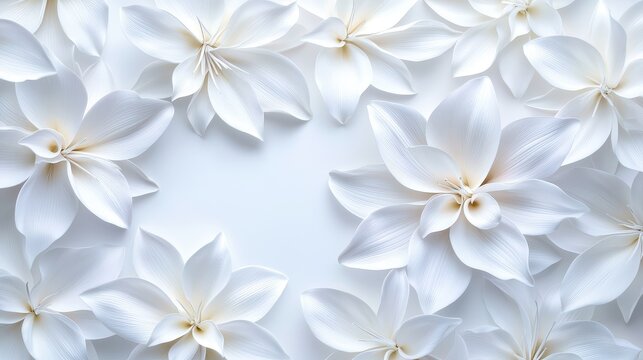 A background of pure white lilies, their large petals forming a serene and elegant floral backdrop with subtle texture.