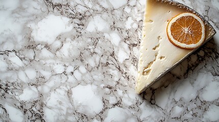 Poster - Cheese with washed orange rind French or German Marble table background Top view : Generative AI