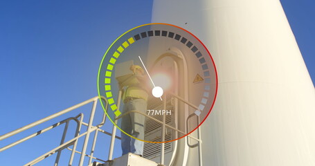 Sticker - Image of speedometer over windmill