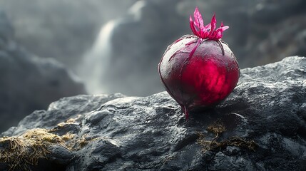 Aufkleber - Fresh organic beet beetroot Grey stone background Close up : Generative AI