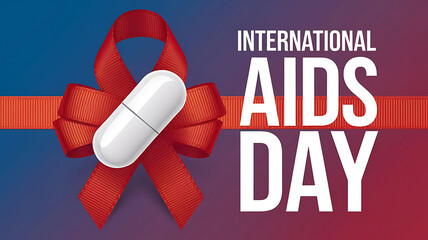 Wall Mural - A banner with text International aids day in a illustration background