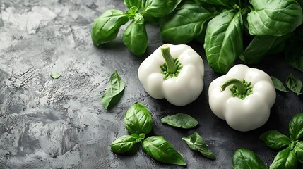 Poster - White peppers on grey stone background Close up Top view : Generative AI