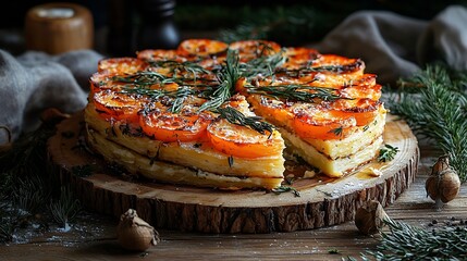 Aufkleber - Potato gratin backed potato slices with creamy sauce : Generative AI