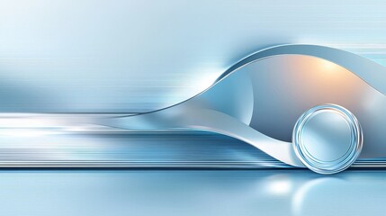 Poster - Glossy light blue metallic background with smooth reflections, offering a high-tech and industrial aesthetic.