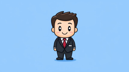 Canvas Print - A fun, vibrant cartoon businessman icon, perfect for adds and websites, set against a clean, minimalist background.