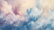 © Fomo Creative - Abstract Watercolor Painting of Cloudy Sky in Hues of Blue, Pink, and Yellow