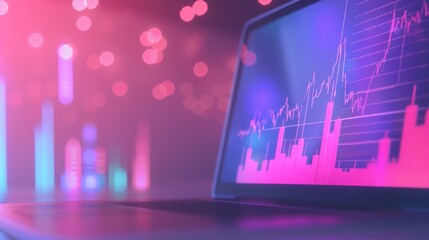 Poster - Laptop with a Graph Showing Growth