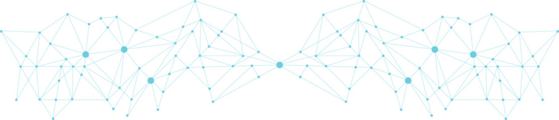 Fototapete - Abstract Global Network Communication Background. Blue Technology Futuristic Network Banner With Connecting Lines and Dots.
