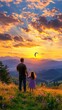 © pimnada - Father and Daughter Enjoying a Sunset with a Kite
