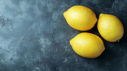 Poster - Fresh lemons on grey background Top view : Generative AI