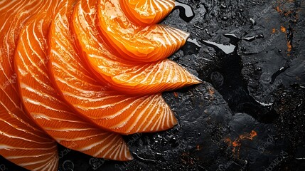 Poster - Salmon background trout fish fillet texture Copy space Top view : Generative AI