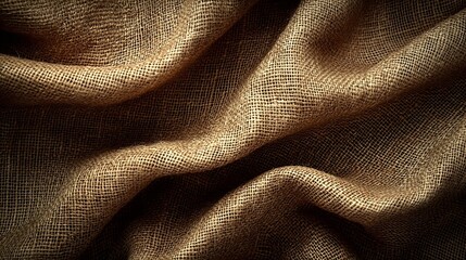 Fototapete - Burlap canvas fabric texture background Top view Copy space : Generative AI