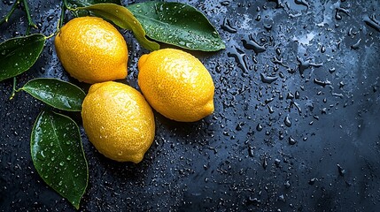 Poster - Group of lemons Grey background Top view : Generative AI