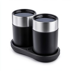 Black Tumbler Holders on White Background