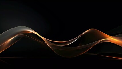 Aufkleber - Abstract orange and grey waves on a black background.