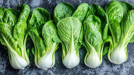 Poster - Bok choy fresh salad Grey background Close up : Generative AI