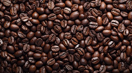 Poster - Coffee beans background Top view Copy space : Generative AI