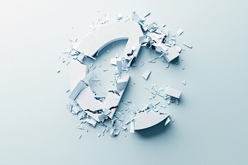 Poster - interest rate symbol breaking apart as it descends, symbolizing financial uncertainty