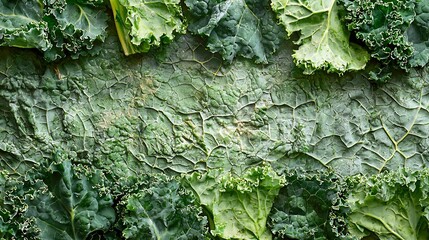 Poster - Raw kale leaves on a parchment paper chips cooking process Close up : Generative AI