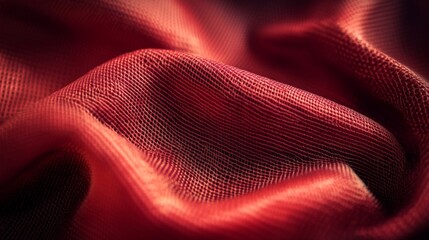 Close-up of Red, Textured Fabric with a Slight Sheen
