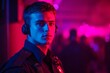 © Dhriti - Male Security Officer With Earphones In Night Club, Generative AI
