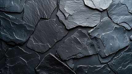 Poster - Natural black slate stone background pattern with high resolution Top view Copy space : Generative AI