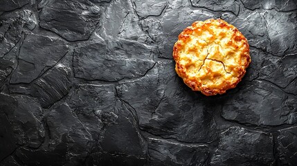 Poster - Belgian waffle Black slate background Top view Copy space : Generative AI