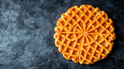 Poster - Belgian waffle Slate background Copy space Top view : Generative AI