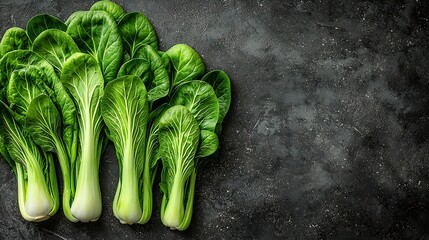 Poster - Bok choy fresh salad Grey background Copy space : Generative AI