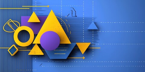 Poster - Abstract Geometric Shapes Background   Blue  Yellow  Purple Design