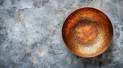 Aufkleber - Copper saucepan on grey stone background Copy space Top view : Generative AI