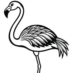 Sticker - Flamingo Outline Art Vector.